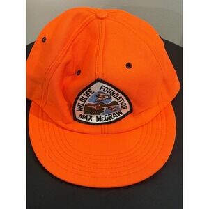 Vtg Challenger Caps Max McGraw Wildlife Foundation Blaze Orange Hunting Hat USA